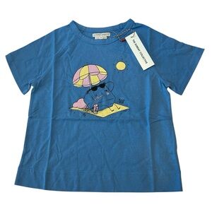 The Sunday Collective Boys Girls T-Shirt Marshmallow on Beach in Blue Size 6Y